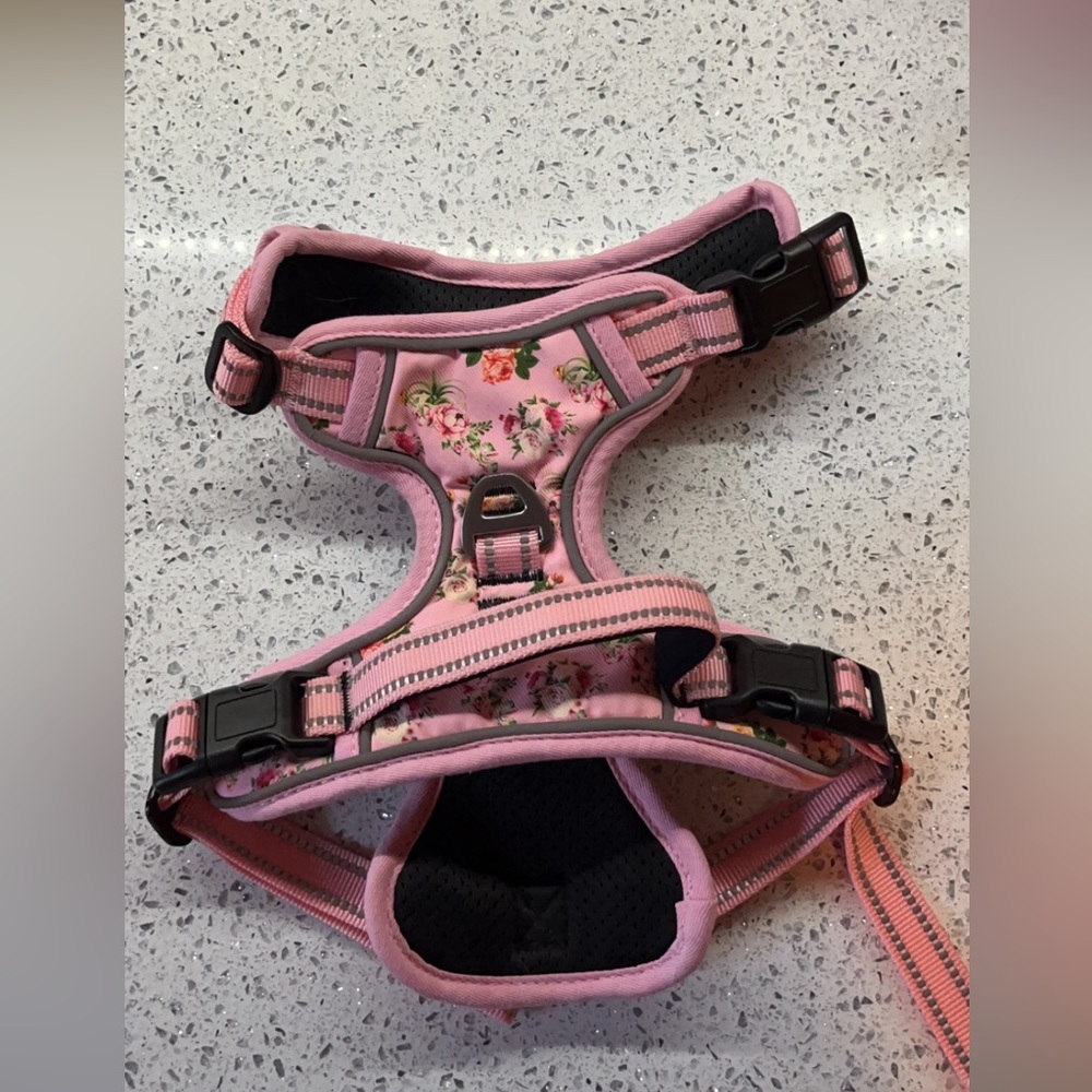 pink adjustable reflective dog or cat harness size medium